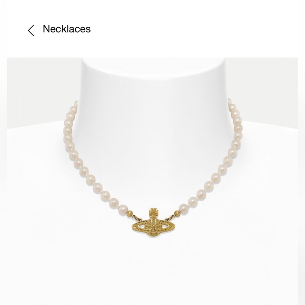 Vivienne Westwood Mini bas relief choker 🤍 GOLD Light Colorado Topaz Pearl
